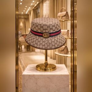 FASHION Monogram Beige Bucket Hat